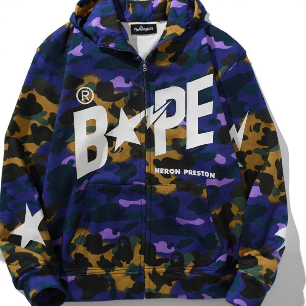 BAPE x Heron Preston Mix 1st Star Camo Shark Full Zip Hoodie