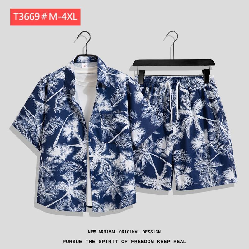 Couple Hawaiian Floral Set Loose 5 Inch Shorts T3664-T3699