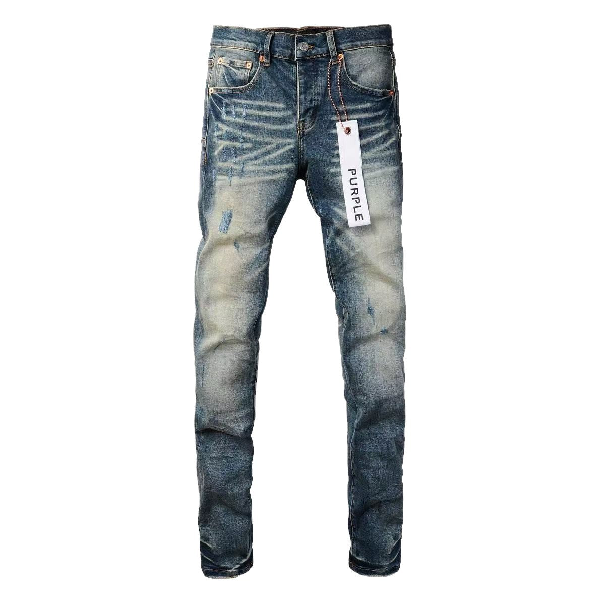 Purple Brand Men Stretch Skinny Ripped Printed Embroidered Denim Jeans