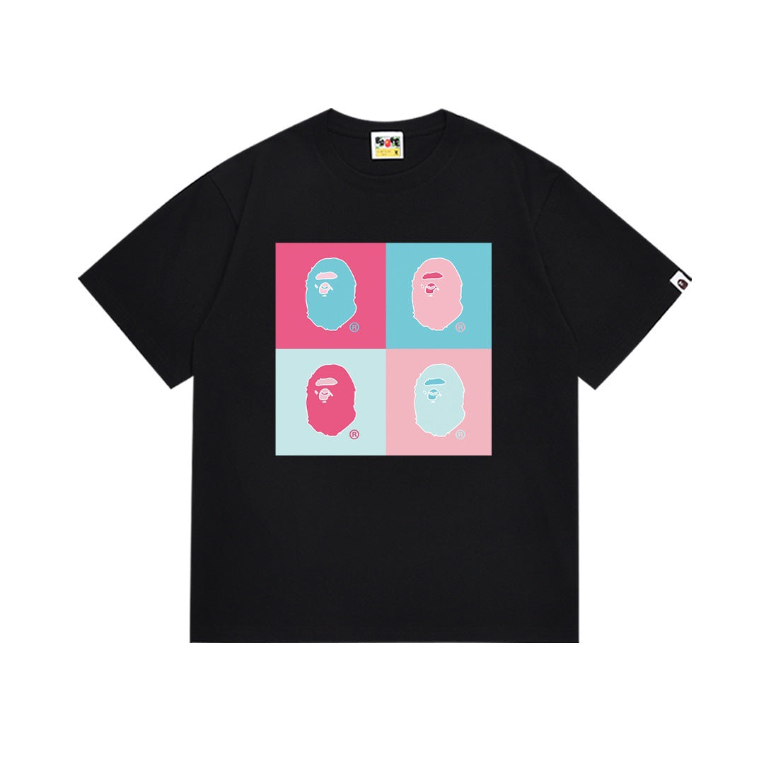 Bape Multi‑Camo Ape Head Graphic Oversized Tee Streetwear Unisex