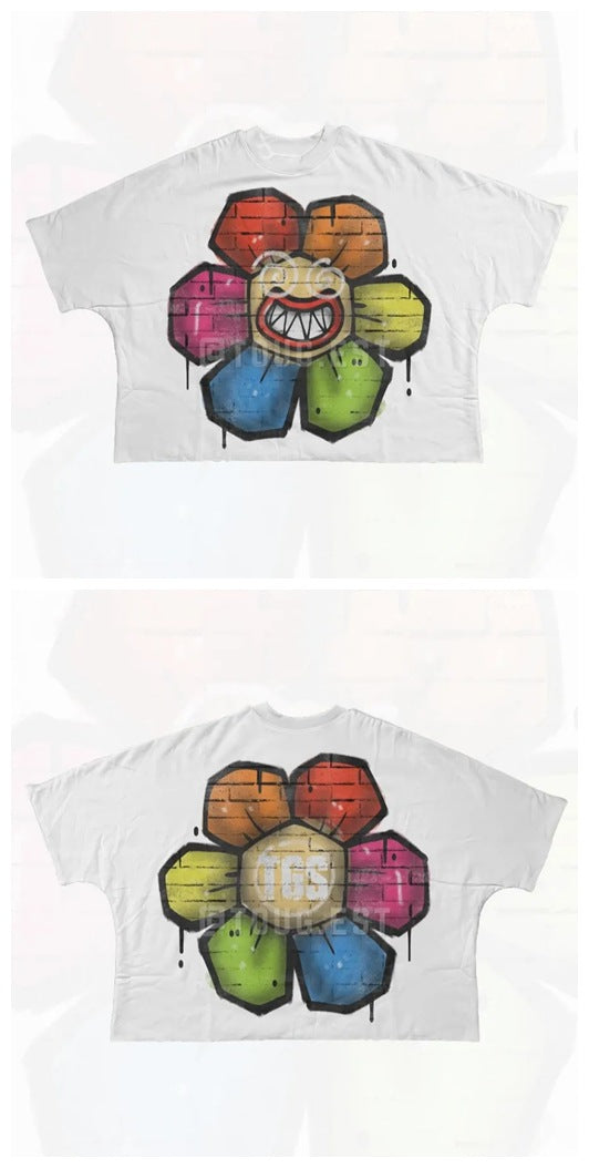 Y2K Anime Cartoon Grafik Unisex Oversized Streetwear Baumwoll-T-Shirt