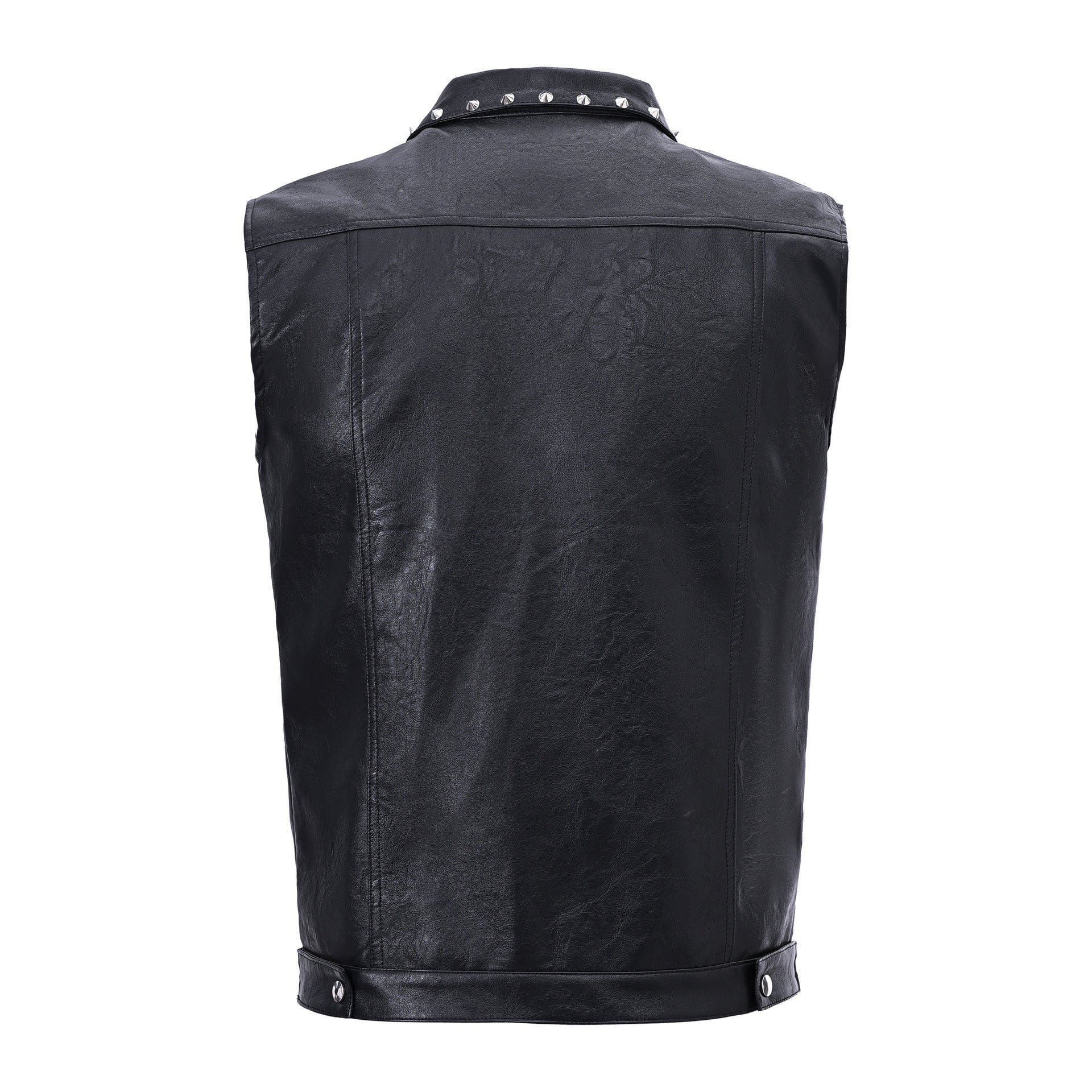 Rivet Biker Punk Faux Leather Vest Unisex Sleeveless Waistcoat