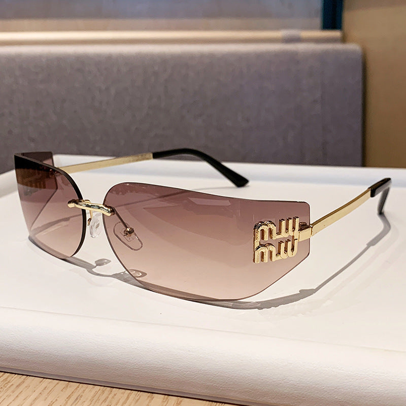 Miu Miu MU 54YS Y2K Rimless Gradient Narrow Frame Womens Sunglasses