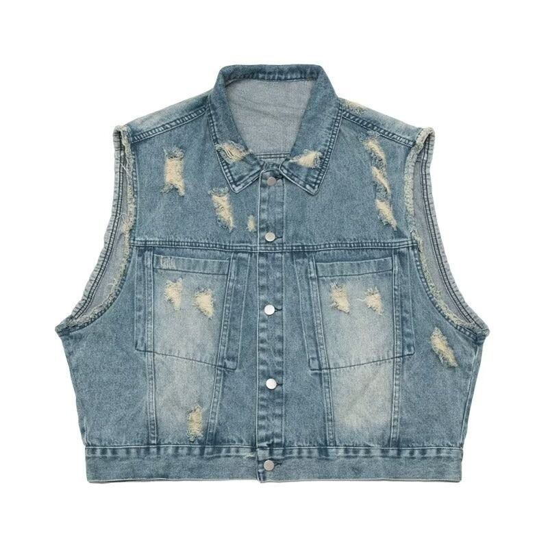 Y2K Vintage Washed Spliced Denim Zip‑Up Jacket Streetwear Unisex