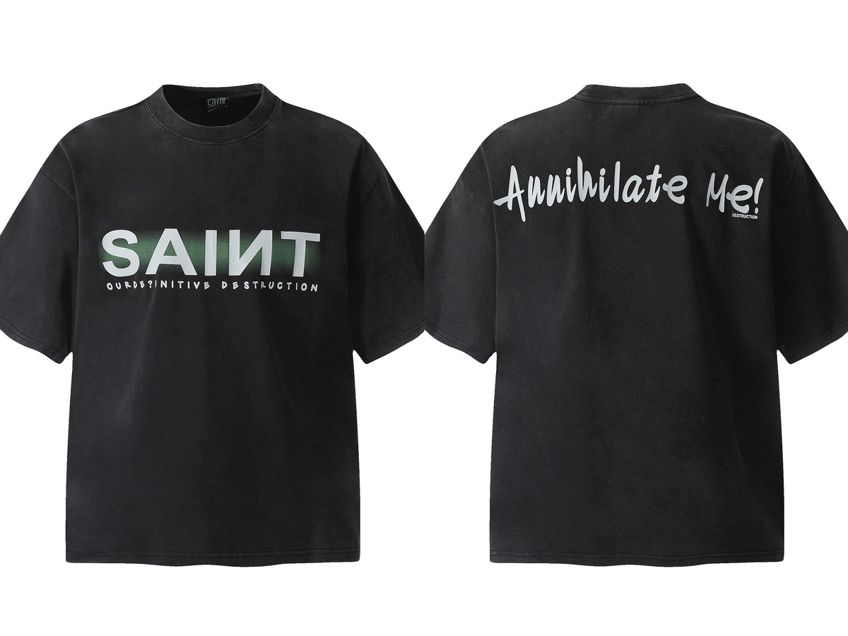 Saint Michael Vintage Washed Multi‑Print Graphic Oversized Tee Street