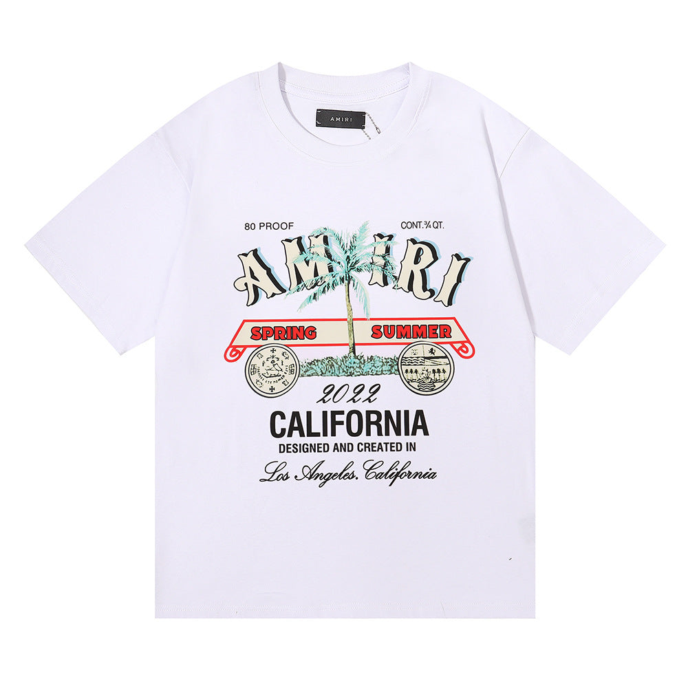 Amiri Rose Skull Letter Graphic Short Sleeve Tee Streetwear Unisex