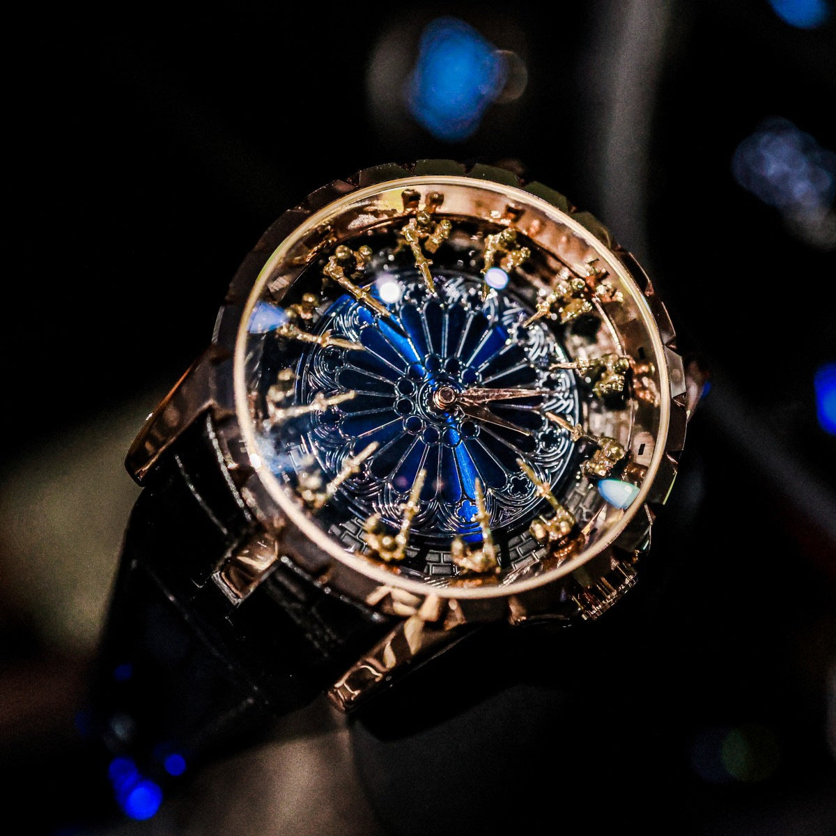12 Round Table Knights Men Watch 3D Skeleton Dial Quartz Wrist Watch
