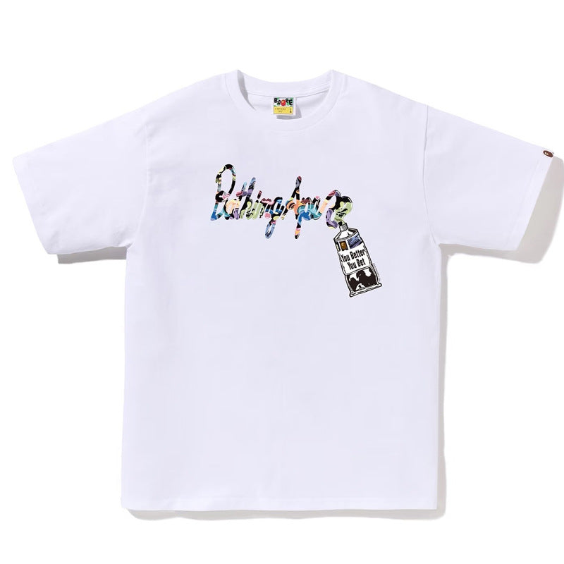 Bape Multi‑Graphic Ape Head Oversized Tee Streetwear Unisex