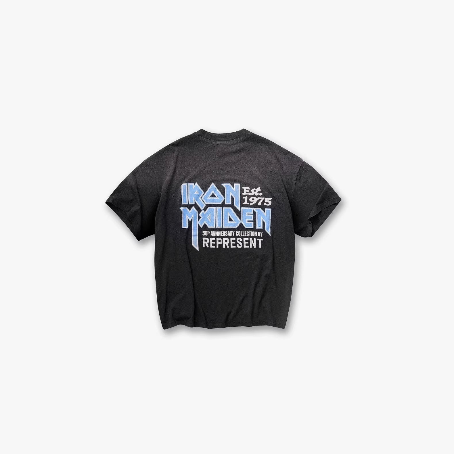 Represent Iron Maiden Letter Print Crew Neck Short Sleeve T Shirt Unisex