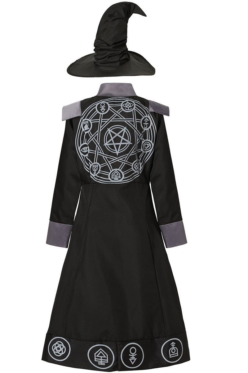 Halloween Wizard Witch Long Robe Cosplay Sets Adult & Kids Outfits