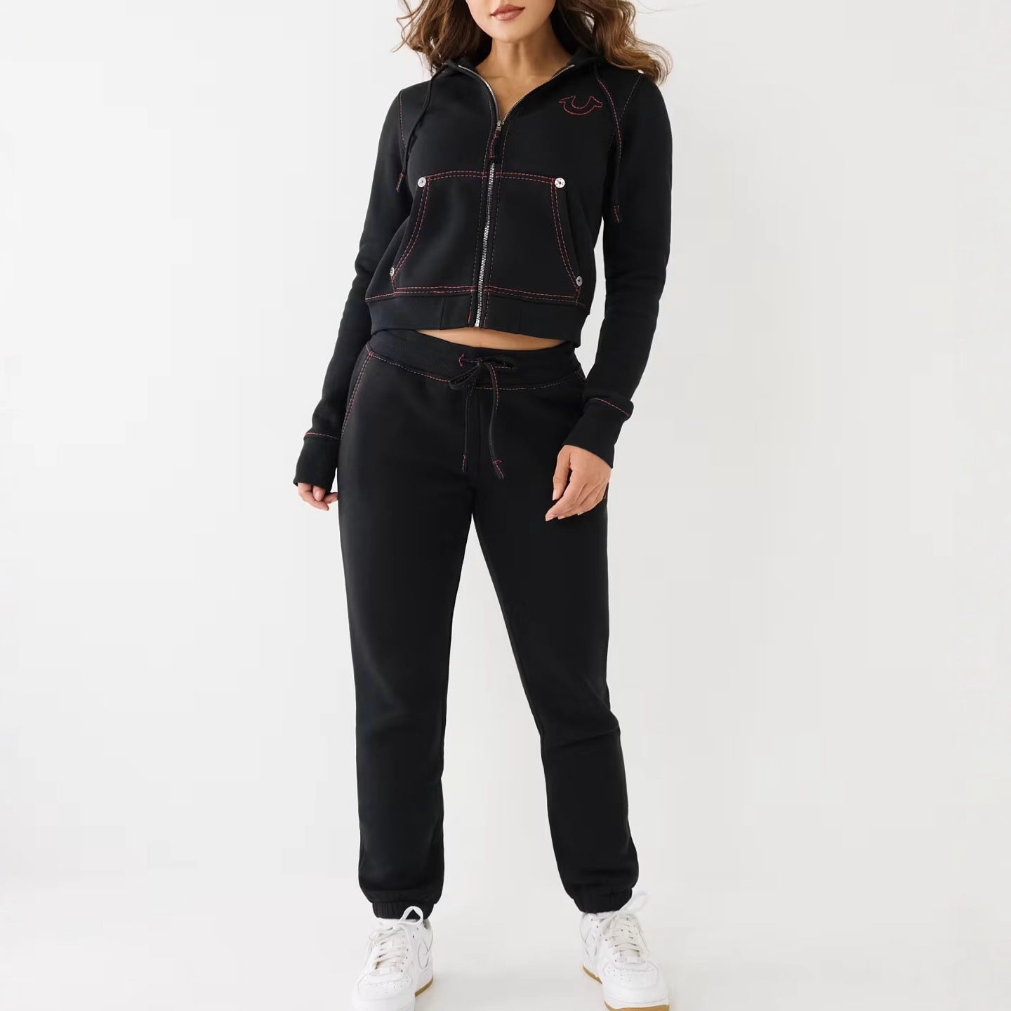 True Religion Y2K Zip Up Hoodie Sweatpants Set Women