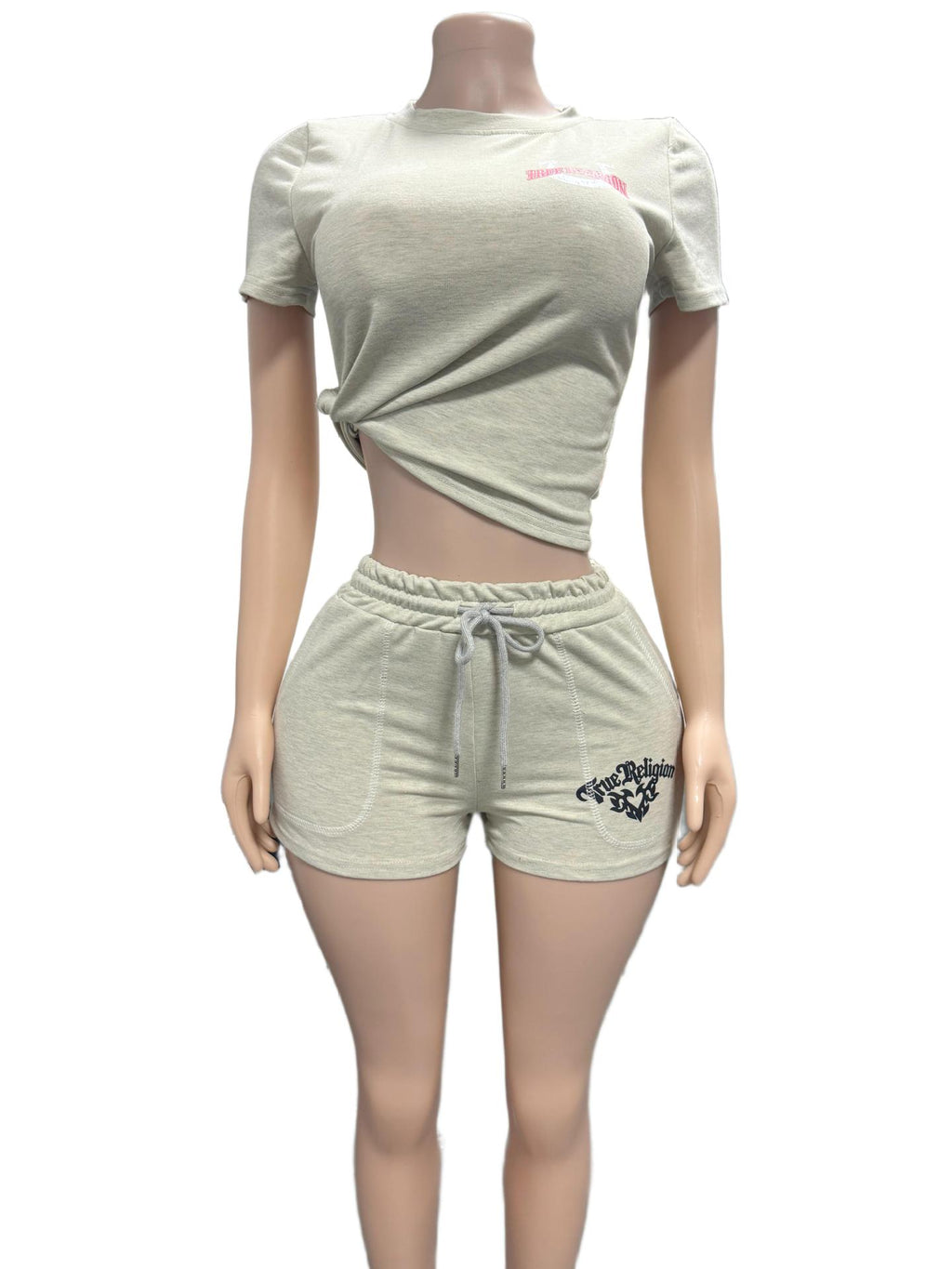 True Religion Horseshoe Graphic Print Tee Shorts 2 Piece Set