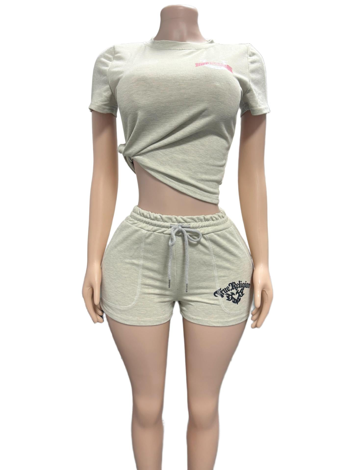 True Religion Horseshoe Graphic Print Tee Shorts 2 Piece Set