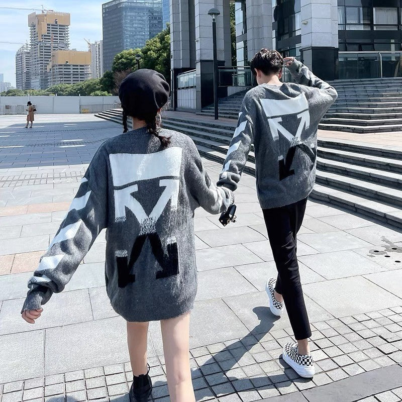 Off-White Arrow Mohair Sweater Gradient Fluffy Knit Pullover & Hoodie