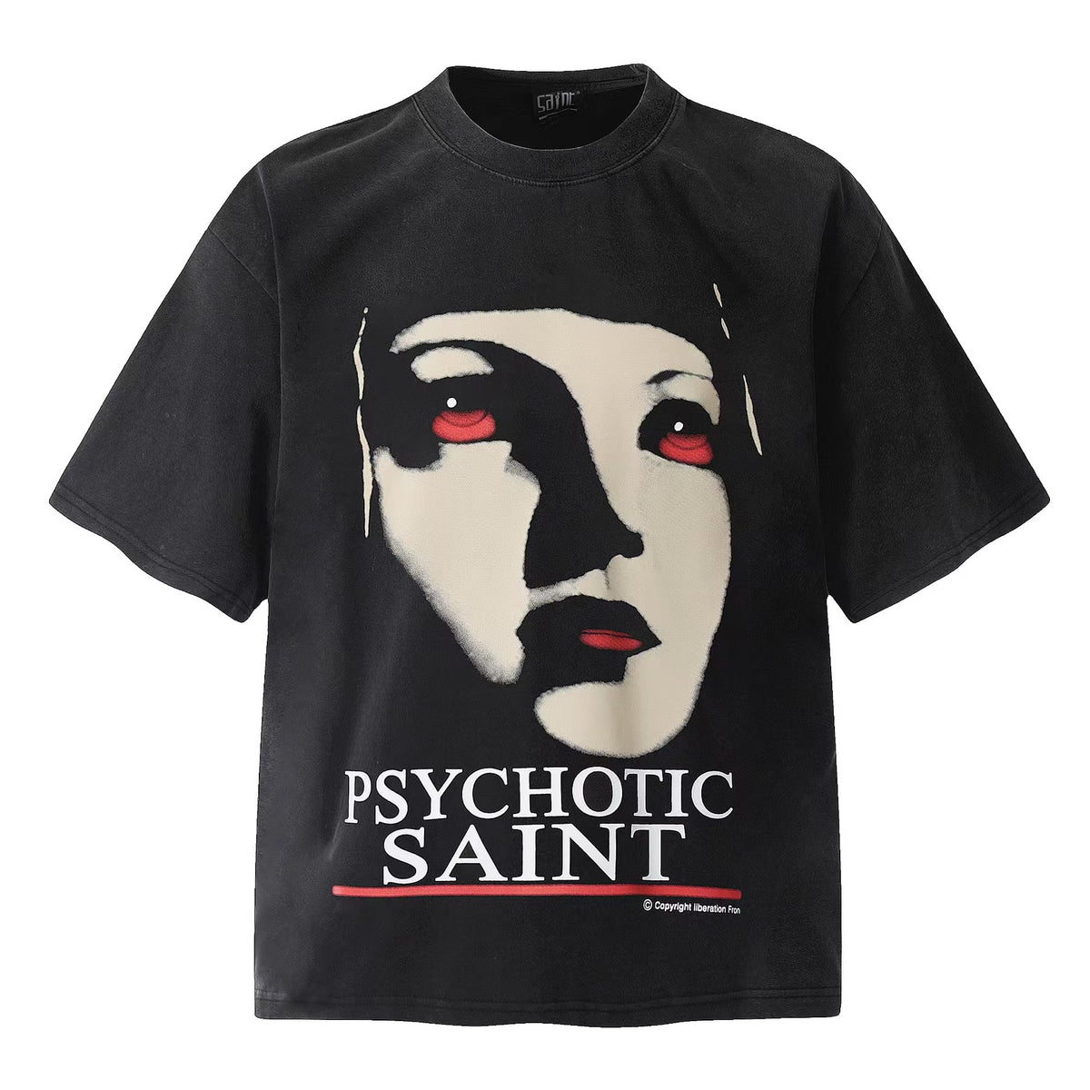 Saint Michael Vintage Washed Multi‑Print Graphic Oversized Tee Street