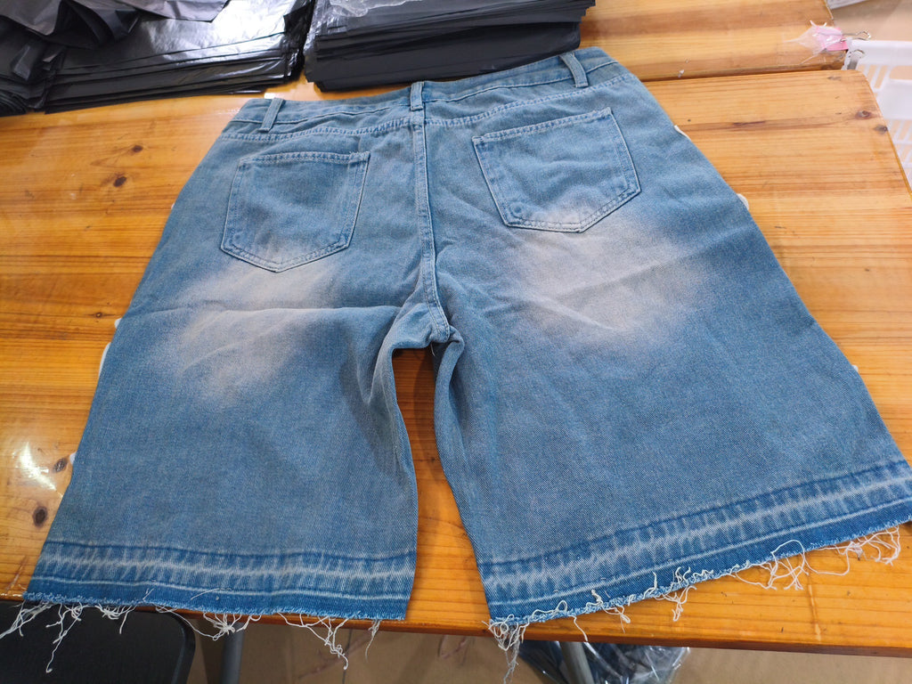 Y2K Skull Embroidery Baggy Denim Jorts