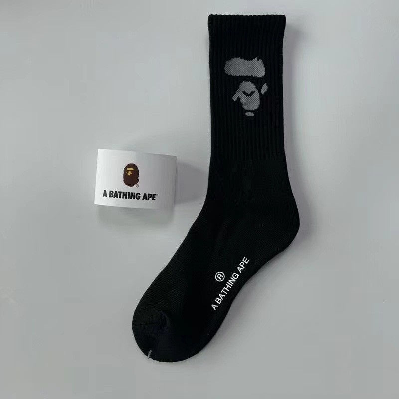 BAPE Ape Head Ribbed Crew Socks Multi Graphic Prints
