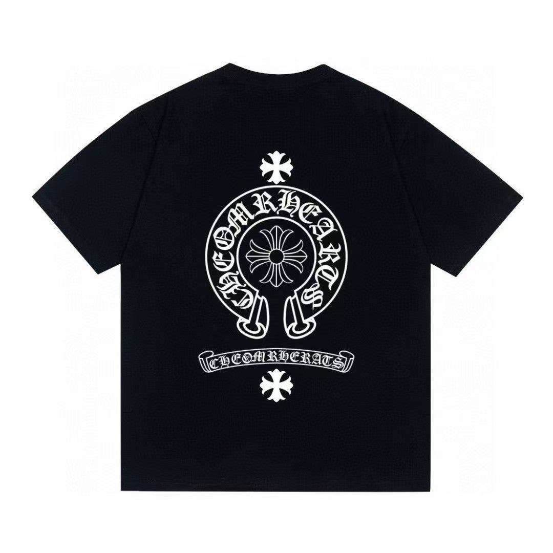 Chrome Hearts Color Sanskrit Cross Print Short Tee Unisex Y2K