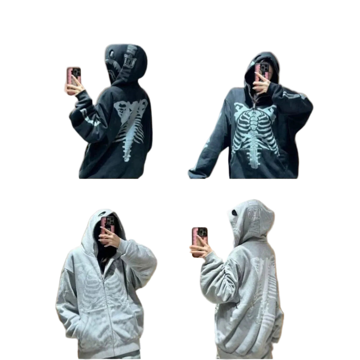 BAPE Skeleton Shark Heavy Washed Full Zip Hoodie
