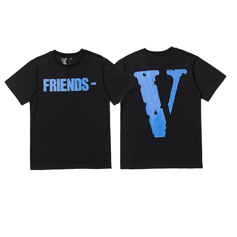 Vlone Big V Letter Graphic Print Short Sleeve Tee Streetwear Unisex
