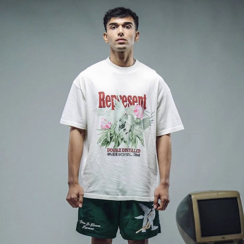 Represent Shark Washed Graphic Oversized Tee Streetwear Unisex