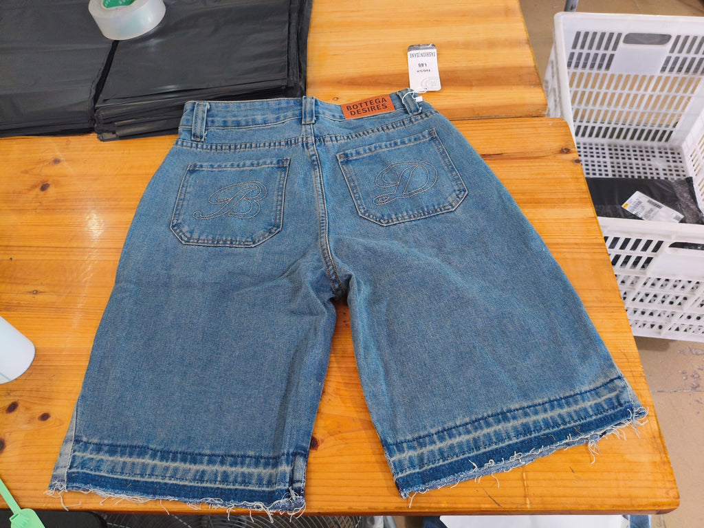 Y2K Skull Embroidery Baggy Denim Jorts