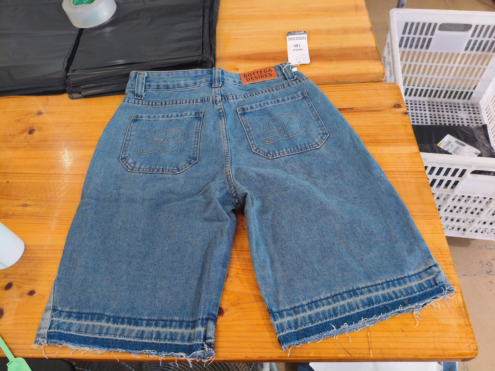 Y2K Skull Embroidery Baggy Denim Jorts