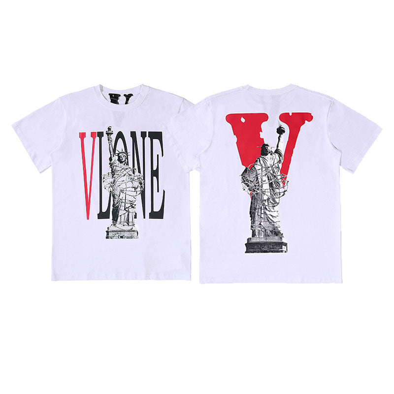 Vlone Big V Letter Graphic Print Short Sleeve Tee Streetwear Unisex