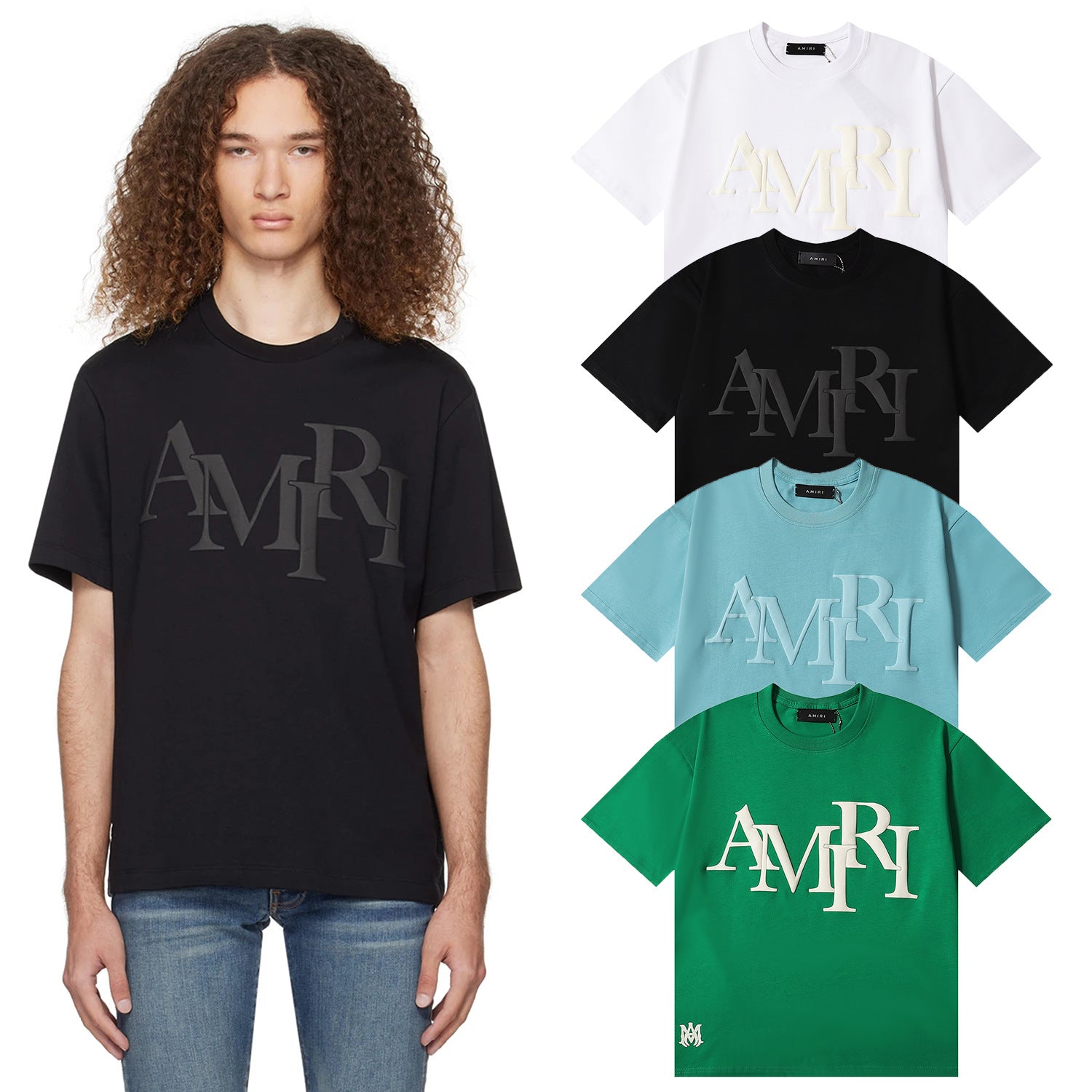 Amiri Rose Skull Letter Graphic Short Sleeve Tee Streetwear Unisex
