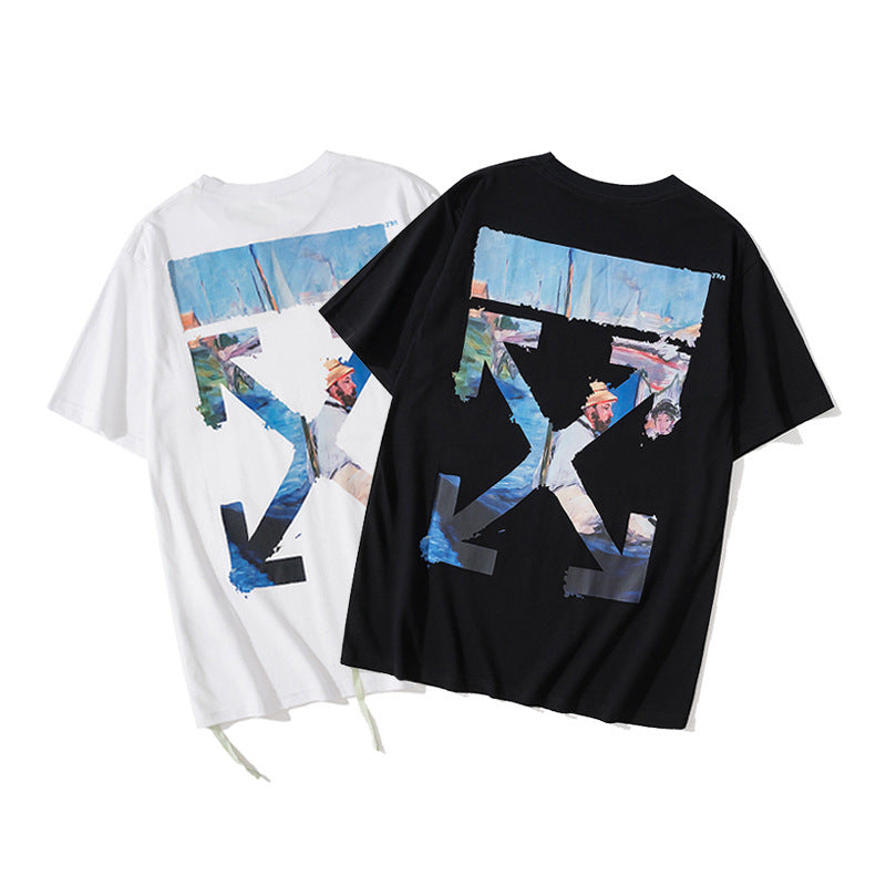 Off‑White Melt Arrow Gradient Splash Ink Crew Neck T‑Shirt Unisex