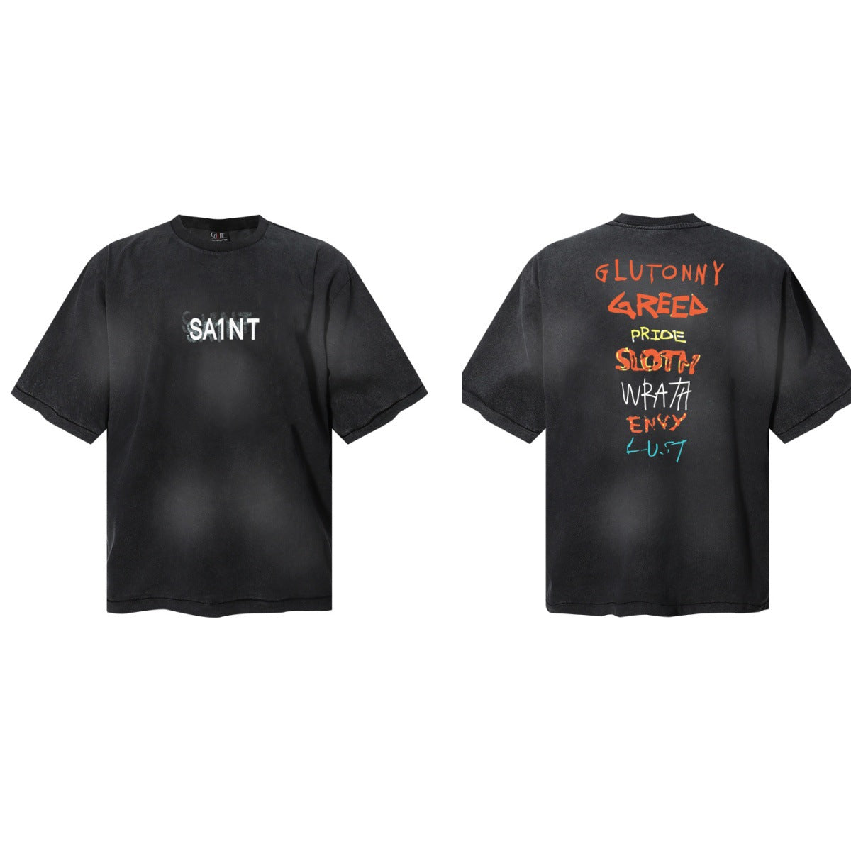 Saint Michael Vintage Washed Graphic Print Loose Streetwear T-Shirt