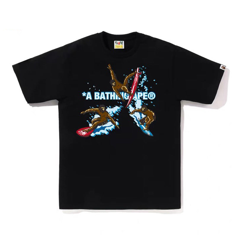 BAPE Ape Head & Shark Graphic Tee Loose Unisex Streetwear T-Shirt