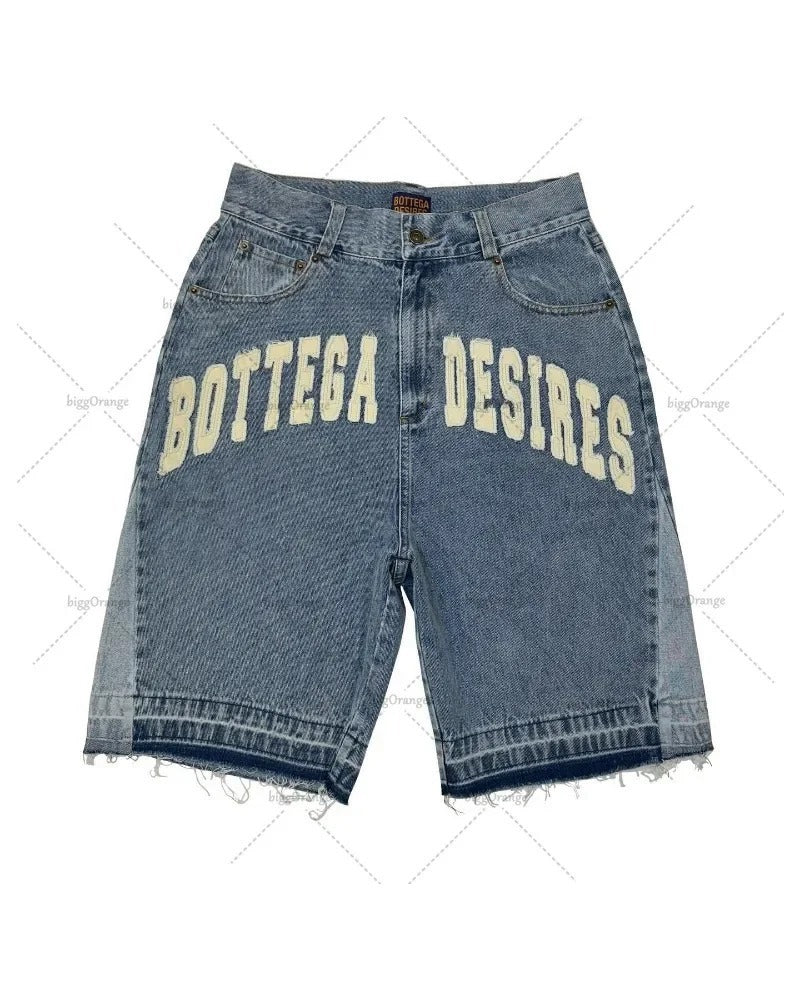 Y2K Skull Embroidery Baggy Denim Jorts