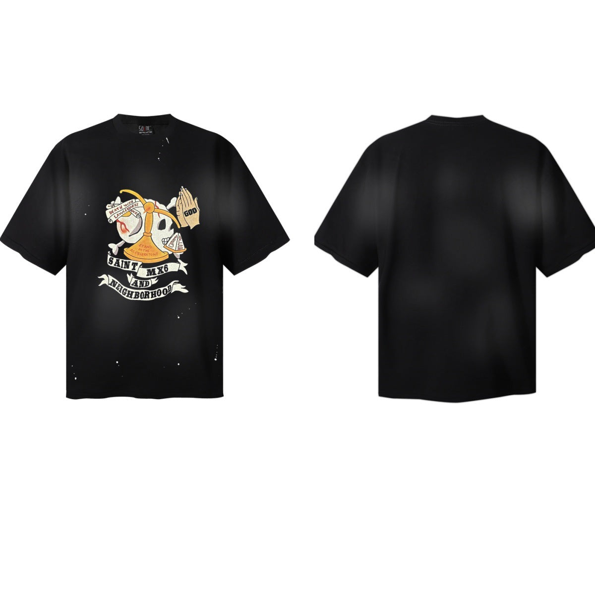 Saint Michael Vintage Washed Graphic Print Loose Streetwear T-Shirt