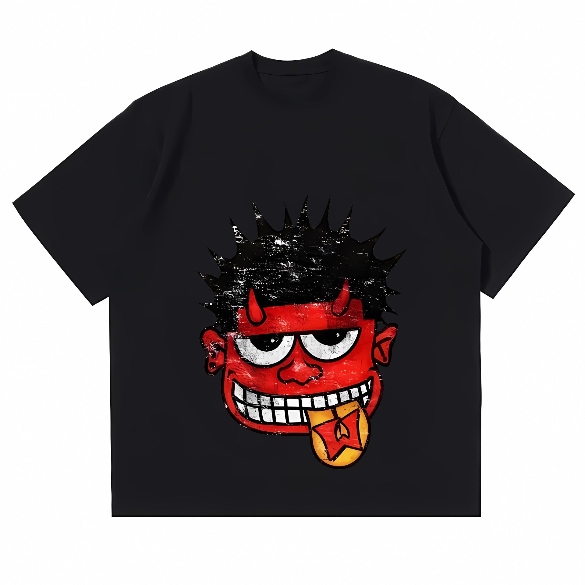 Warzone Studios Y2K doppelseitiges Cartoon Oversized Vintage Baumwoll-T-Shirt