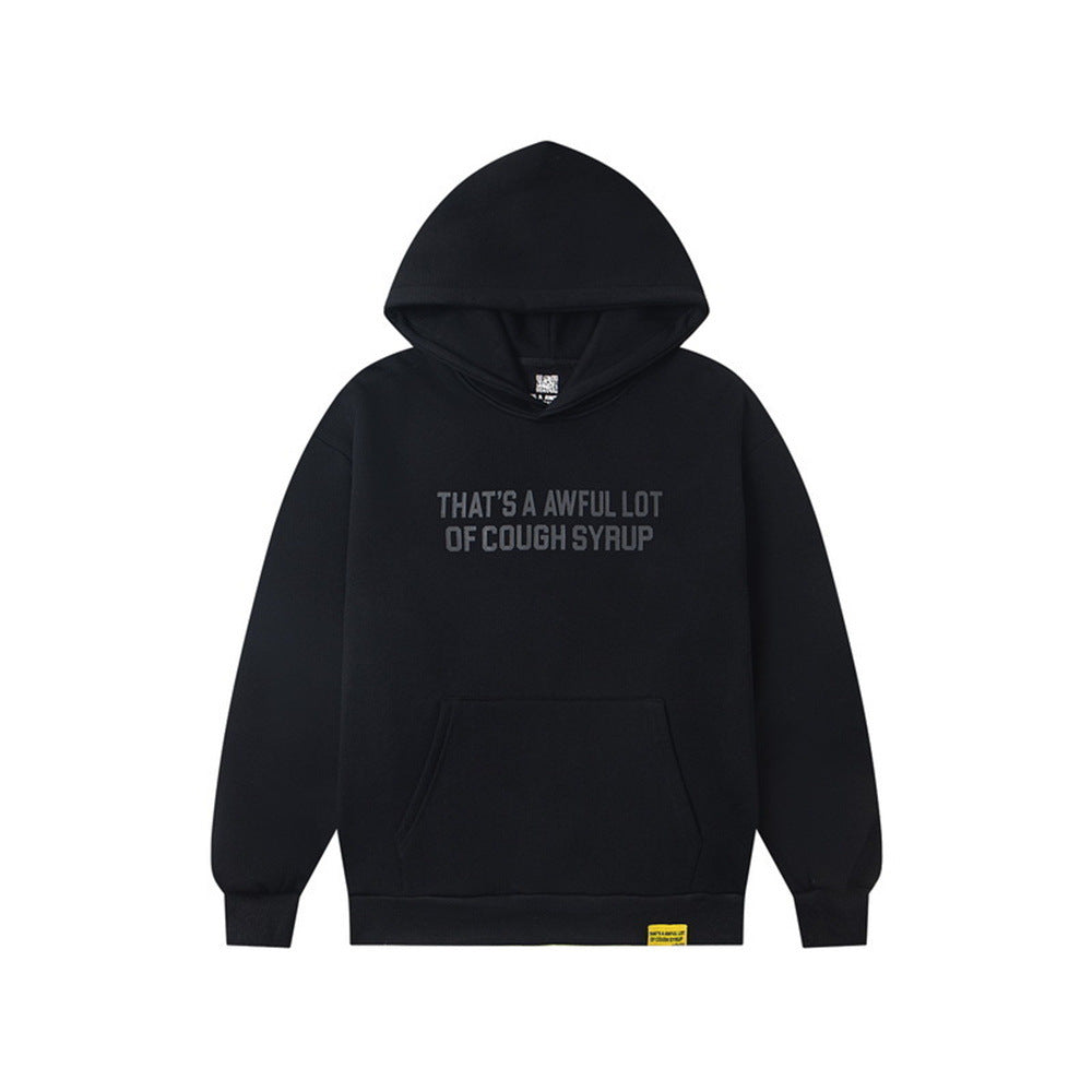 Cough Syrup Graphic Hoodie Vintage Letter Print HipHop Street Pullover