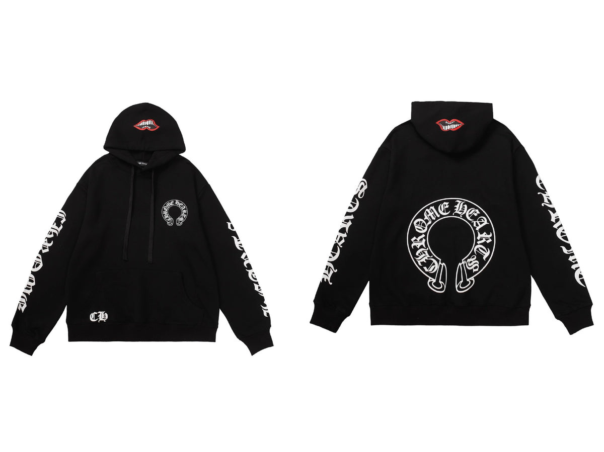 Chrome Hearts Horseshoe Cross Hoodie Goth Streetwear Graphic Pullover