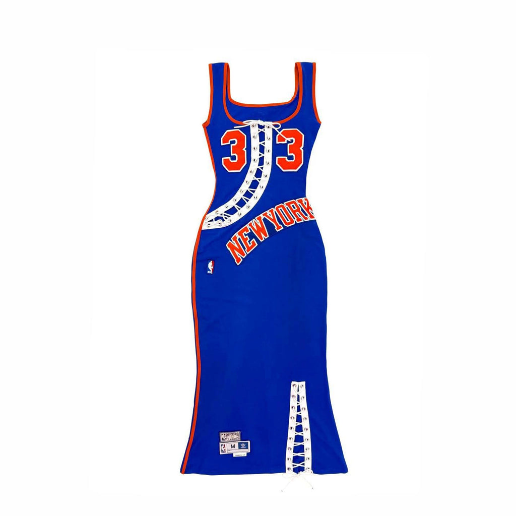 Shay Kawaii New York Knicks Ewing Print Tank Slit Maxi Bodycon Dress
