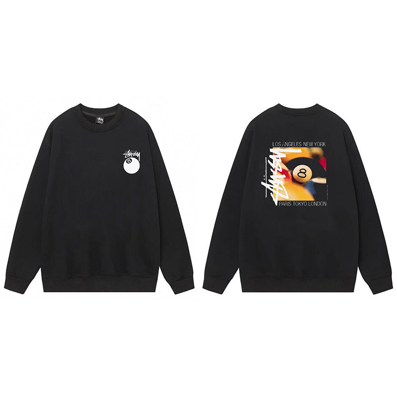 Stussy Graphic Crewneck Sweatshirt 8 Ball Dice Street Casual Pullover