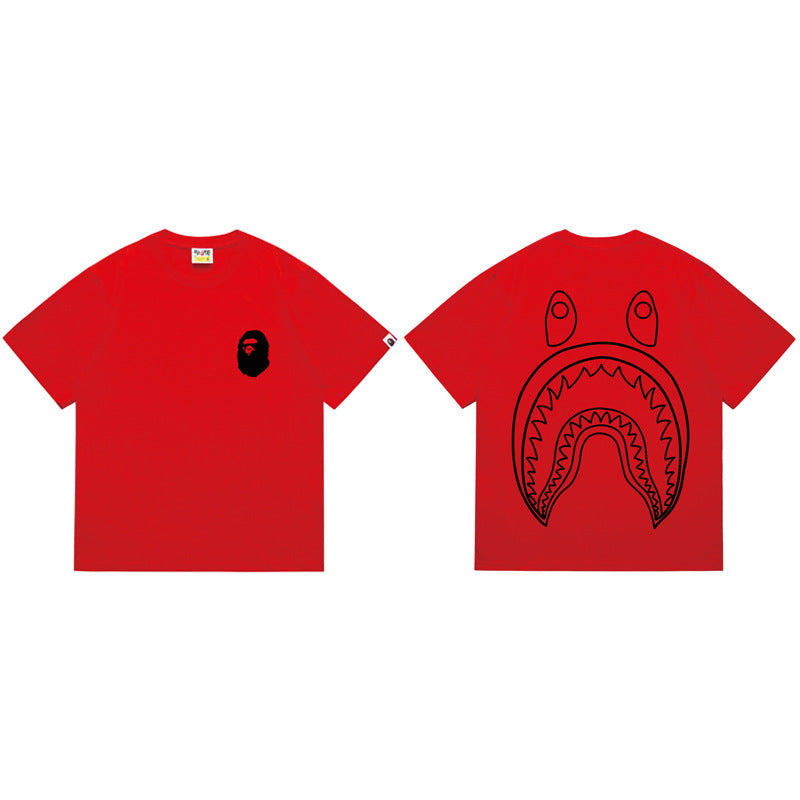 BAPE Ape Head Shark Print Loose Casual Unisex T-Shirt