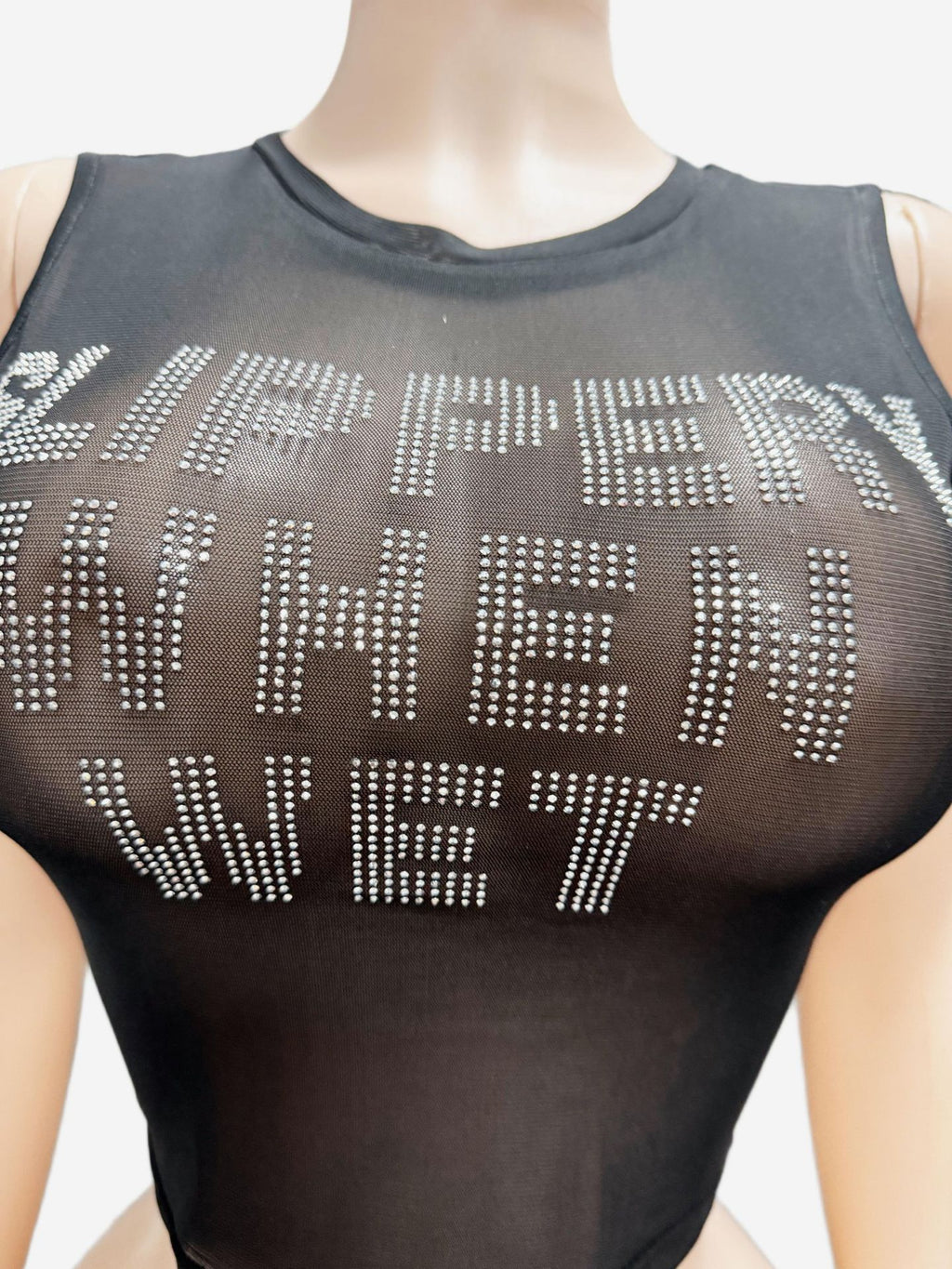 Rhinestone Letter Crop Tank Top Women Y2K Sleeveless Crew Neck Cami Vest