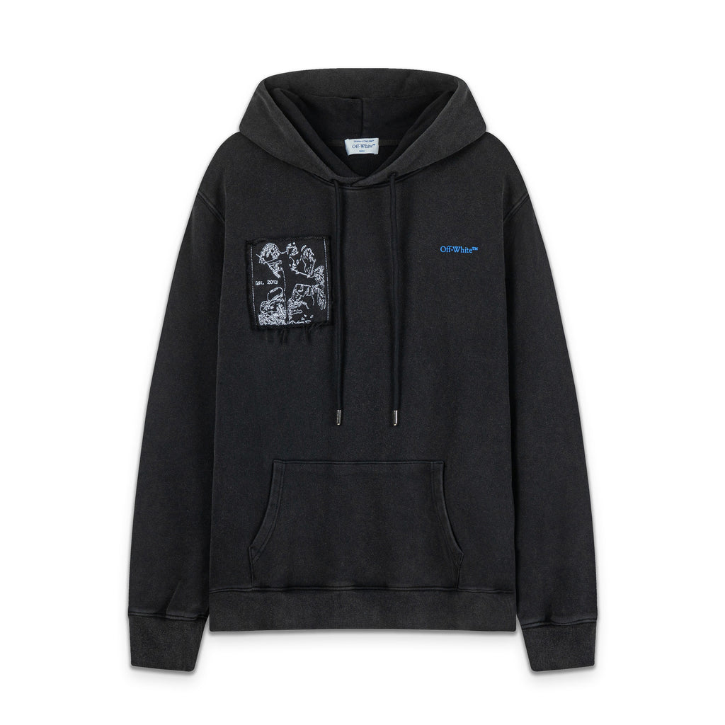 Off-White Pocket Portrait Letter Print Pullover Hoodie Unisex