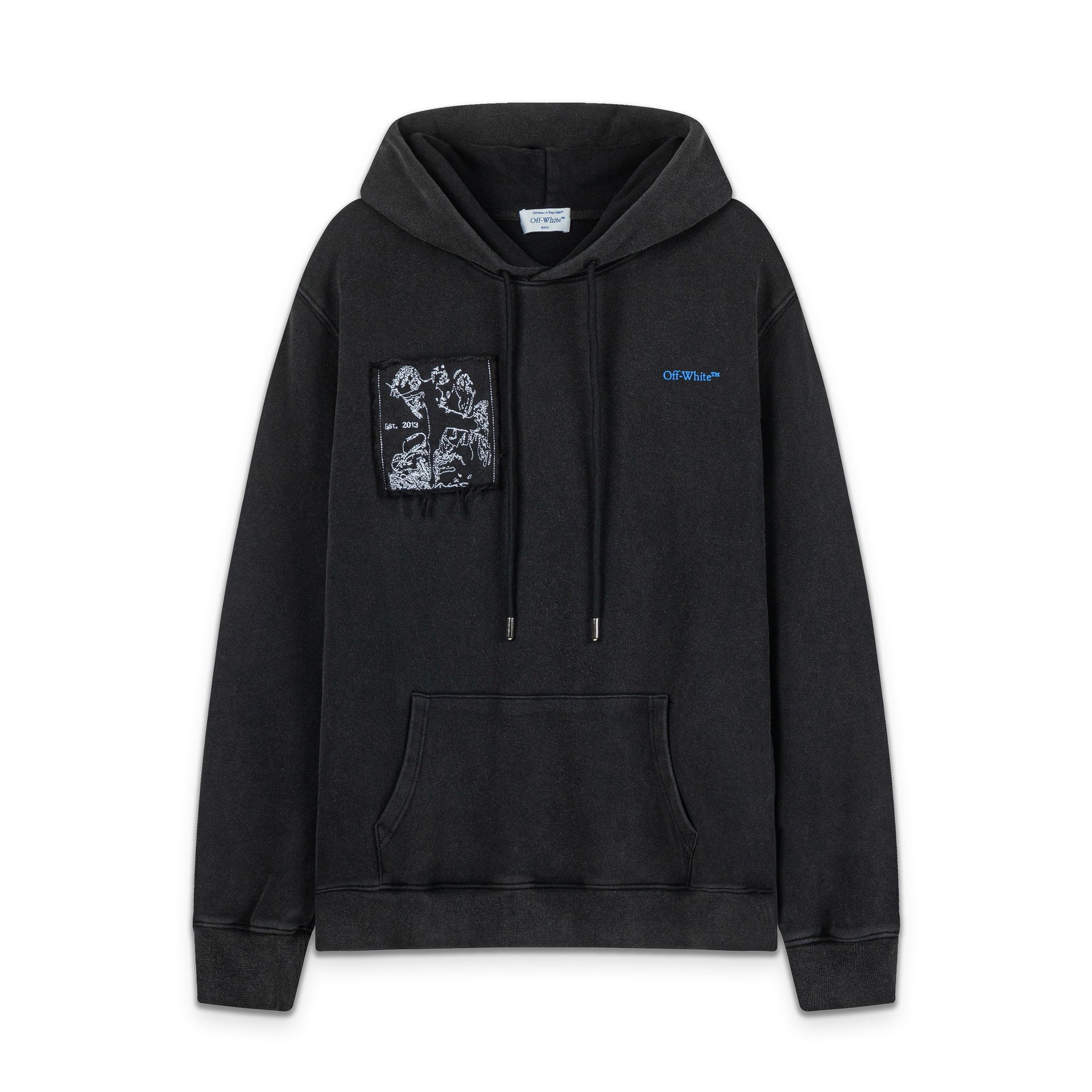 Off-White Pocket Portrait Letter Print Pullover Hoodie Unisex