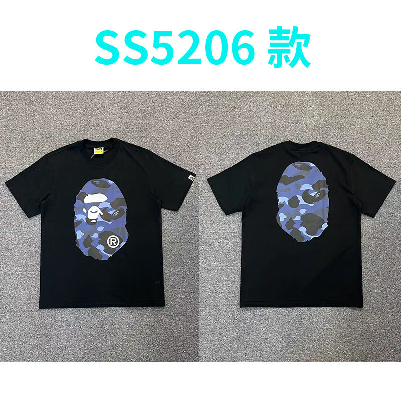 BAPE Shark Camo Graphic Tee Loose Unisex Streetwear T-Shirt