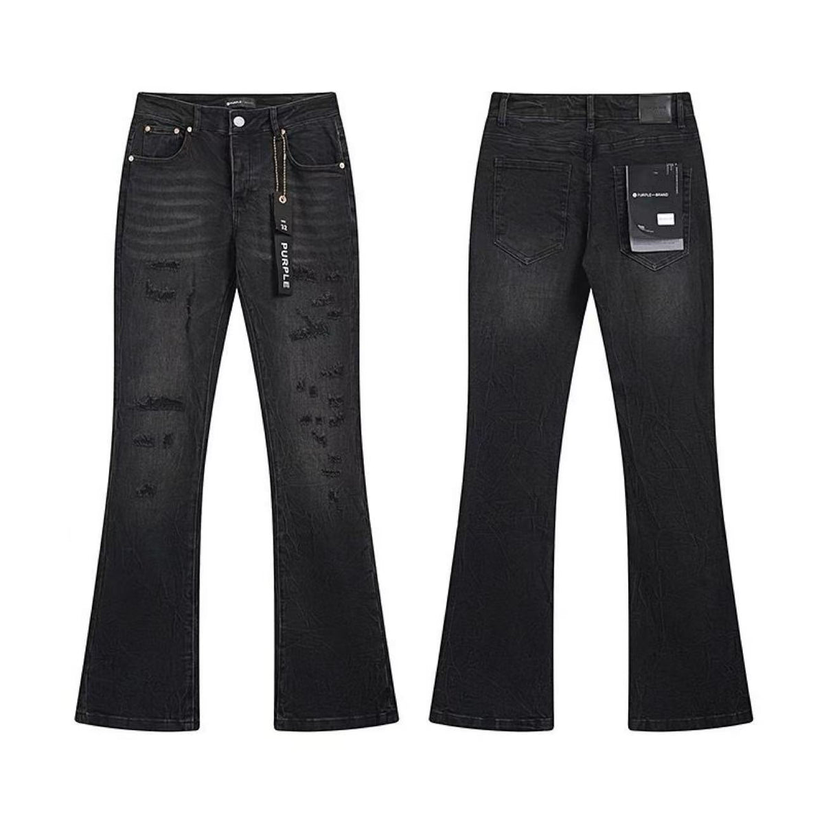 Purple Brand Men Stretch Skinny Ripped Printed Embroidered Denim Jeans