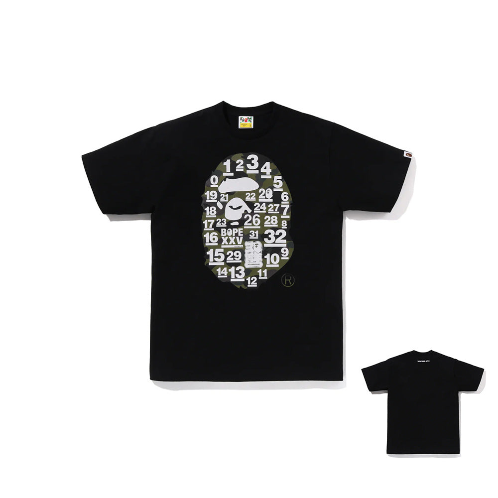 BAPE Shark Ape Head Camo Print Crew Neck Short Sleeve T‑Shirt Unisex