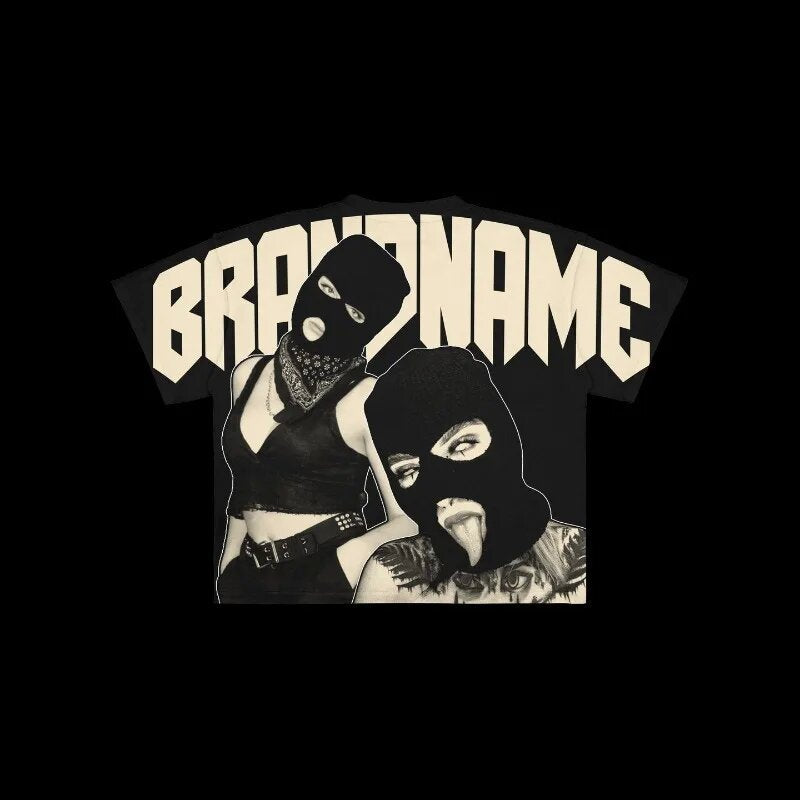 Y2K Punk Vintage NBA & Skimaske Streetwear Unisex Baumwoll-T-Shirt