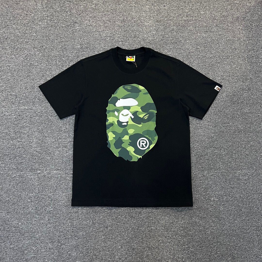 BAPE Classic Camo Ape Head Letter Print Loose Unisex Casual T-Shirt
