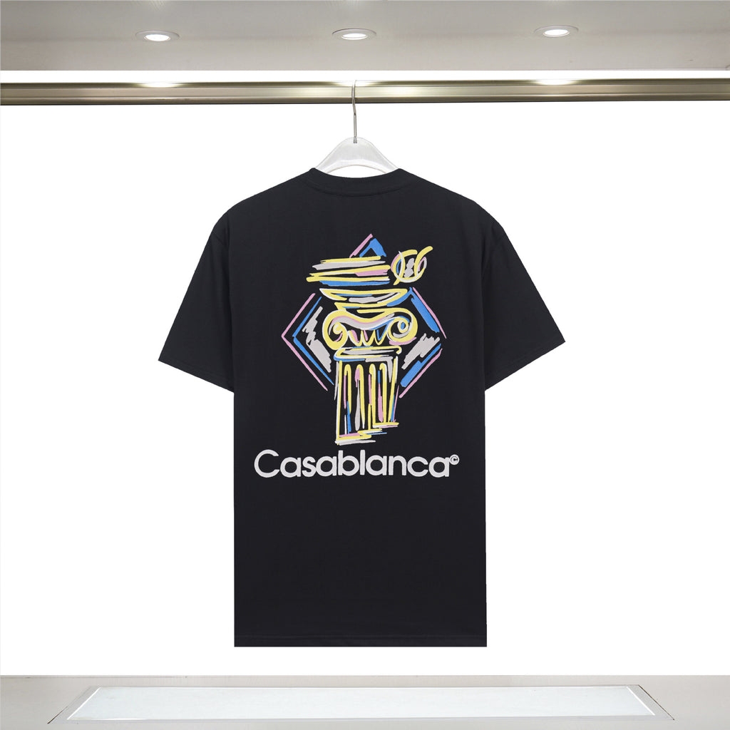 Casablanca Art Graphic Print Loose Unisex Short Sleeve T-Shirt