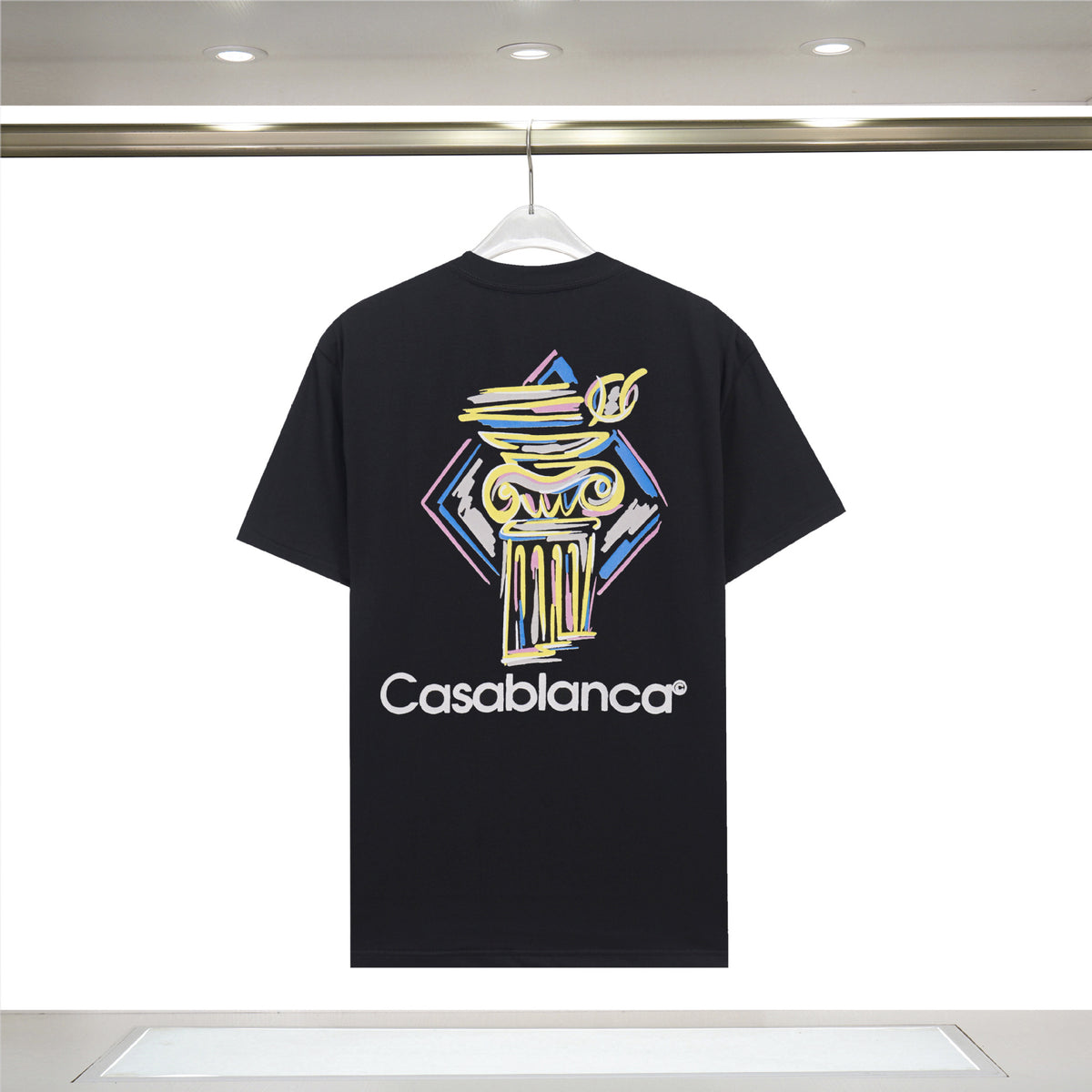 Casablanca Art Graphic Print Loose Unisex Short Sleeve T-Shirt